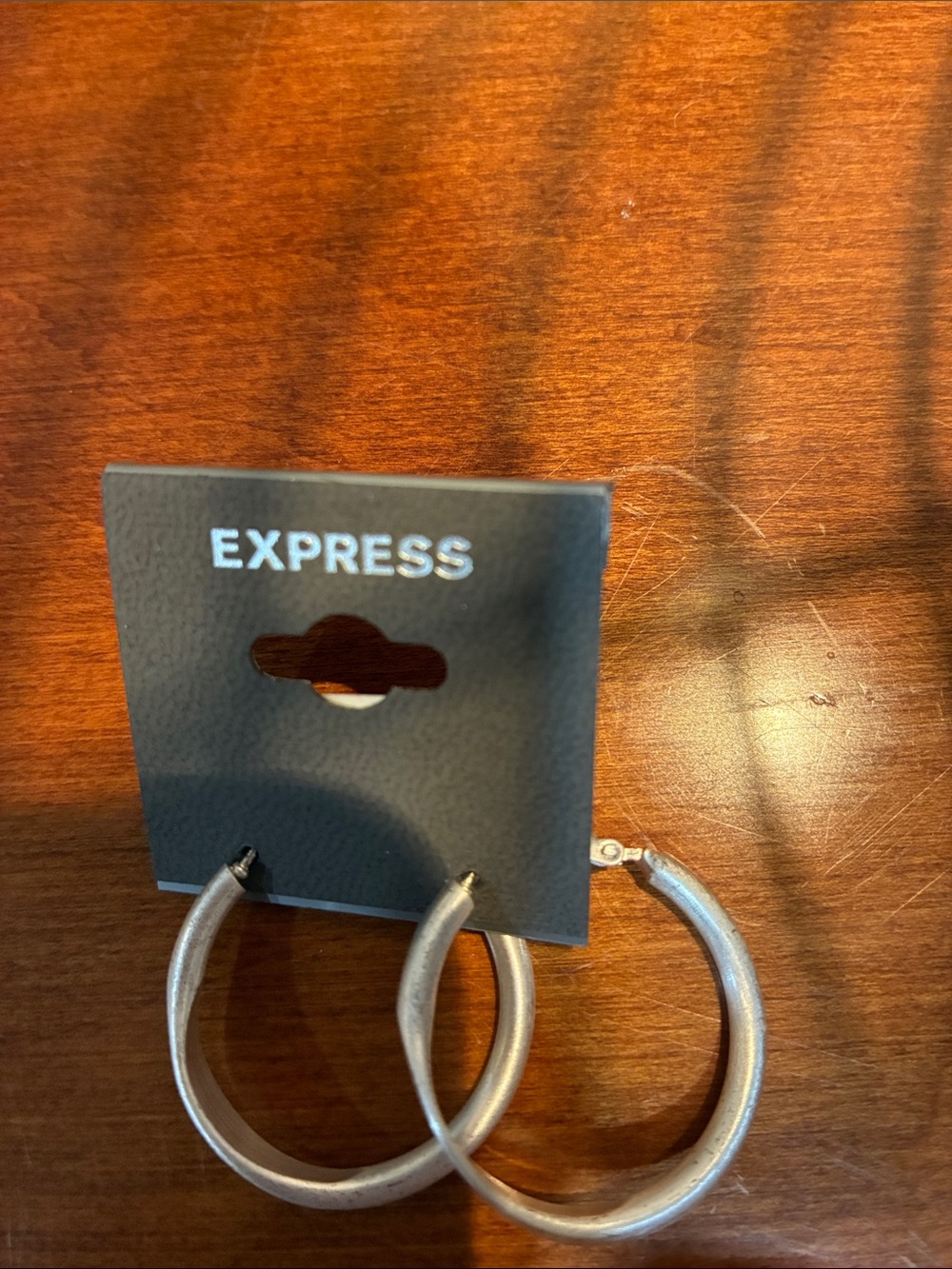 Express Silver Textured Hoop Earrings